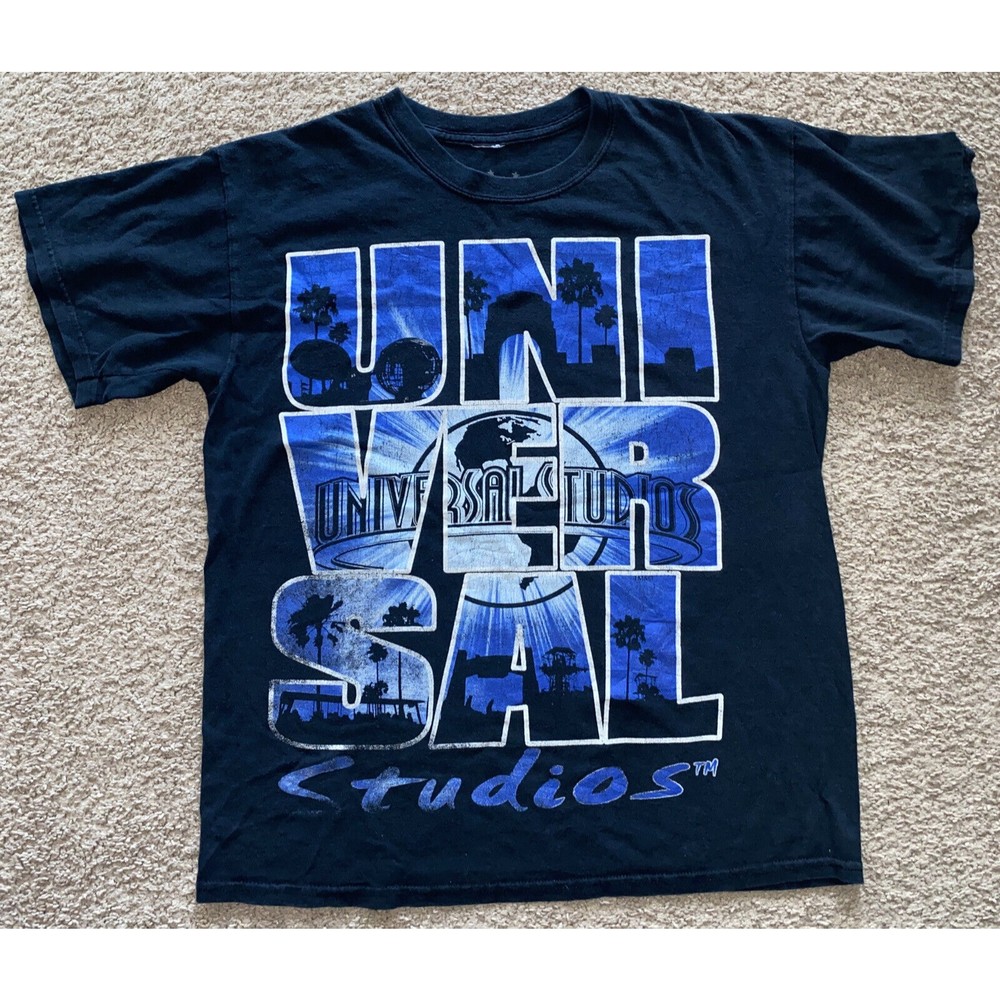 Universal Studios Men Size Medium‎ Blue/Black Short Sleeve Logo T-Shirt